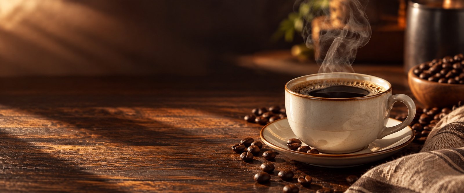 Xícara de café quente com vapor